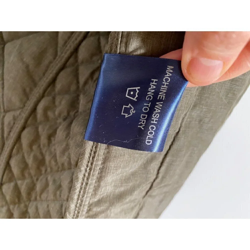 Lucchese Quilted Vest Size Small Green Brown Polyester Micro Suede Zipper Button - Picture 12 of 16